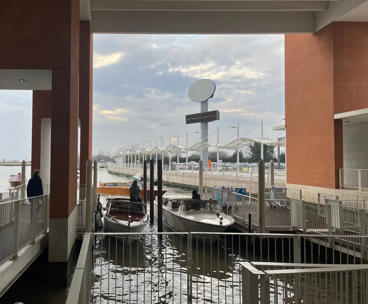 Water taxis waiting at the airport water terminal